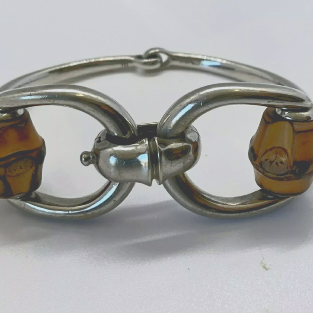 Gucci sterling silver horsebit bamboo bracelet size 18 (Italian)
